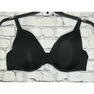 Cacique Lightly Lined T-Shirt Bra Size 42D Black Bow Underwire